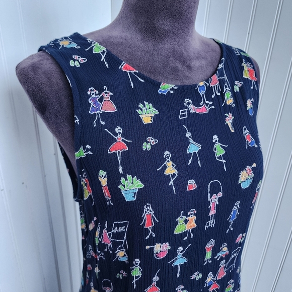 Stonebridge Women's Maxi Sleeveless Dress Print Navy Blue Crinkle Fun Stretch M - Picture 3 of 13